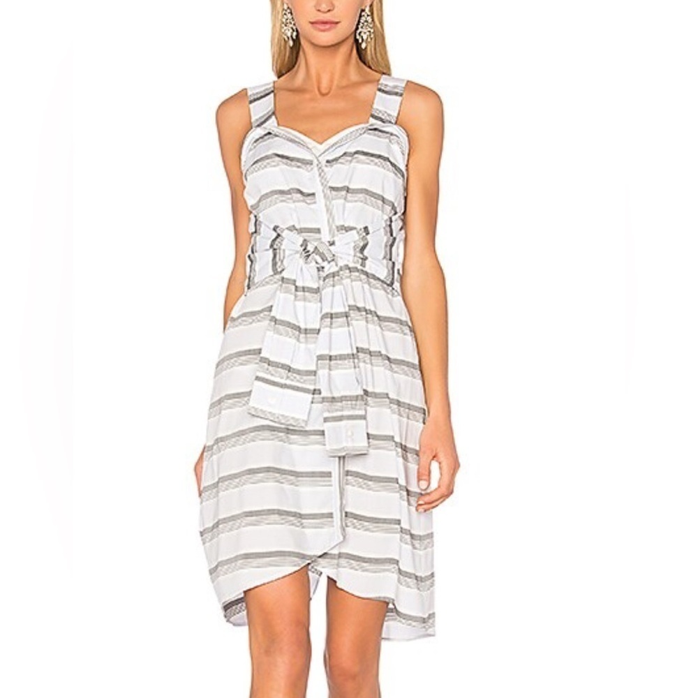 Derek Lam 10 Crosby Striped Tie Front Casual Midi Sundress